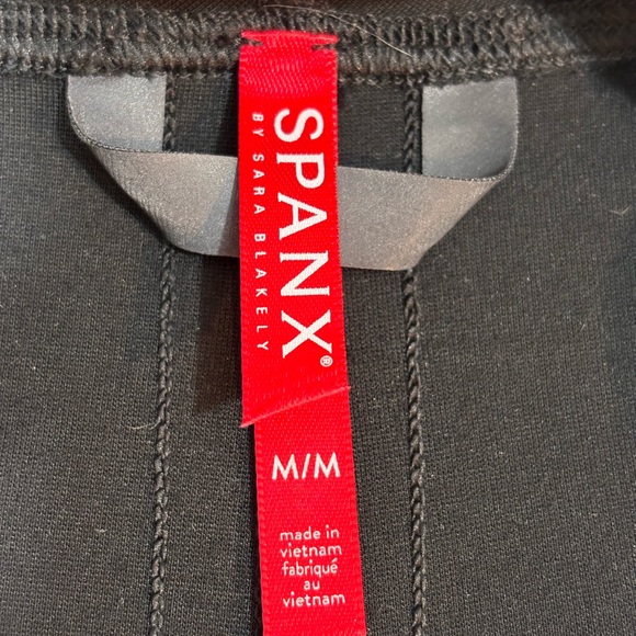 SPANX Black Drape Front Faux Leather Jacket - Picture 2 of 13